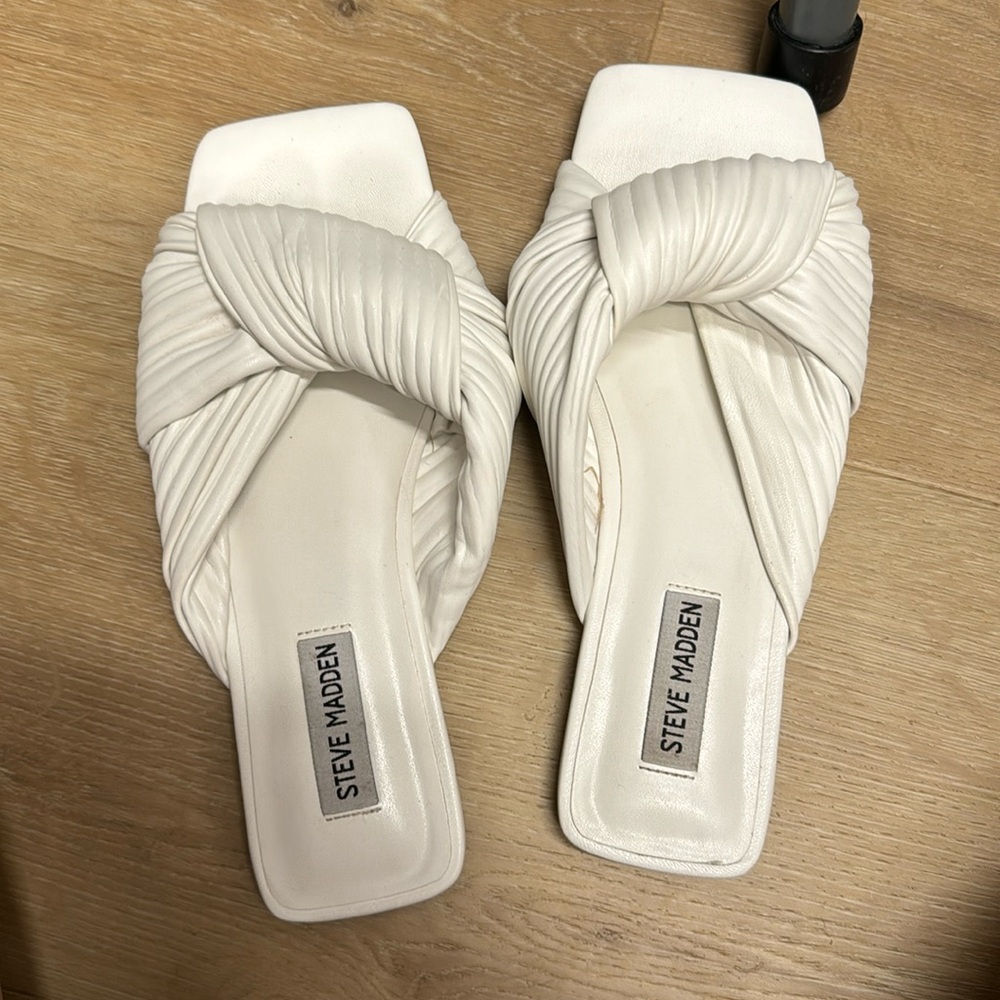 White knotted sandals